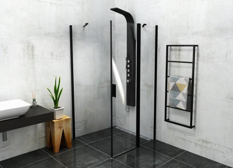 ZOOM BLACK Kabina prysznicowa narożna kwadratowa 100x100x200 cm ZL1310BZL3210B wizualizacja