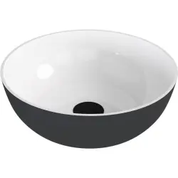 BANERA ROUND umywalka kompozytowa nablatowa, średnica 39 cm, biały/antracyt mat 14337.52
