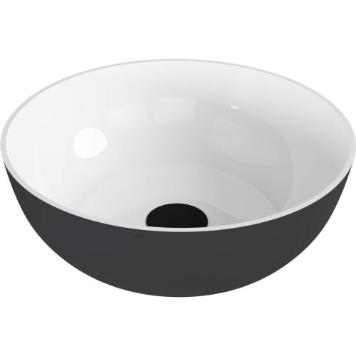 BANERA ROUND umywalka kompozytowa nablatowa, średnica 39 cm, biały/antracyt mat 14337.52