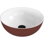 BANERA ROUND umywalka kompozytowa nablatowa, średnica 39 cm, biały/brązowy mat 14337.72