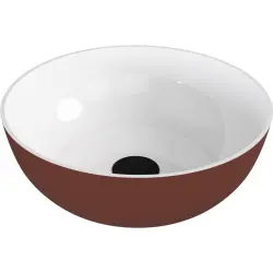 BANERA ROUND umywalka kompozytowa nablatowa, średnica 39 cm, biały/brązowy mat 14337.72