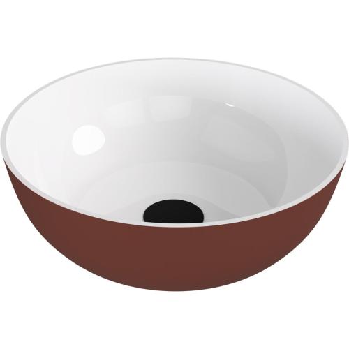 BANERA ROUND umywalka kompozytowa nablatowa, średnica 39 cm, biały/brązowy mat 14337.72