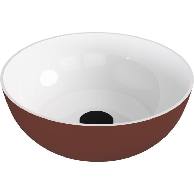 BANERA ROUND umywalka kompozytowa nablatowa, średnica 39 cm, biały/brązowy mat 14337.72