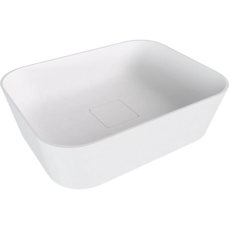 BANERA SQUARE umywalka kompozytowa nablatowa, 50x36 cm, biały mat 14596MAT