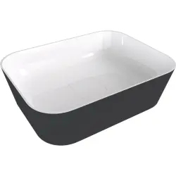BANERA SQUARE umywalka kompozytowa nablatowa, 50x36 cm, biały/antracyt mat 14596.52