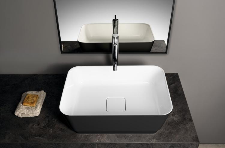 BANERA SQUARE umywalka kompozytowa nablatowa, 50x36 cm, biały/antracyt mat 14596.52  na blacie