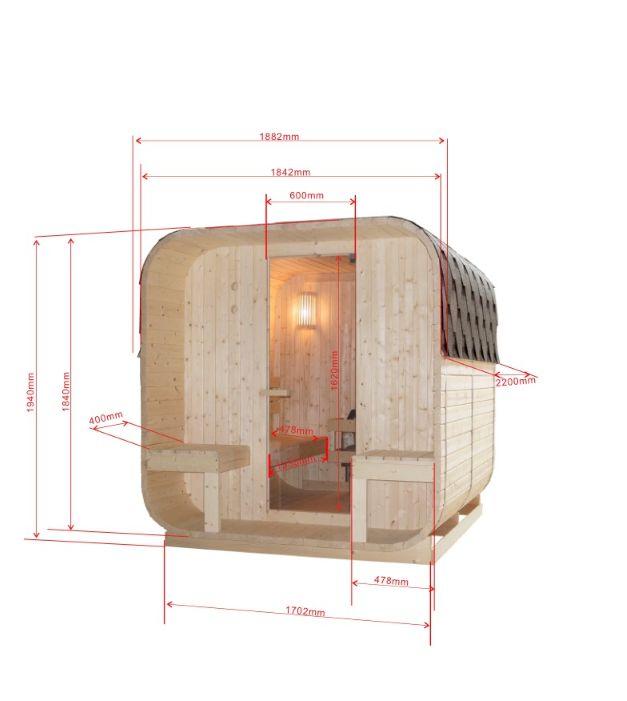 GÖTEBORG Sauna zewnętrzna ogrodowa 4 osobowa sucha Fińska świerk  F60220 wymiary