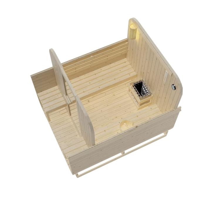 GÖTEBORG Sauna zewnętrzna ogrodowa 4 osobowa sucha Fińska  świerk  F60220 rzut