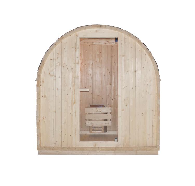 ISLAND L Sauna zewnętrzna ogrodowa 2 osobowa sucha Fińska świerk  F90120 front