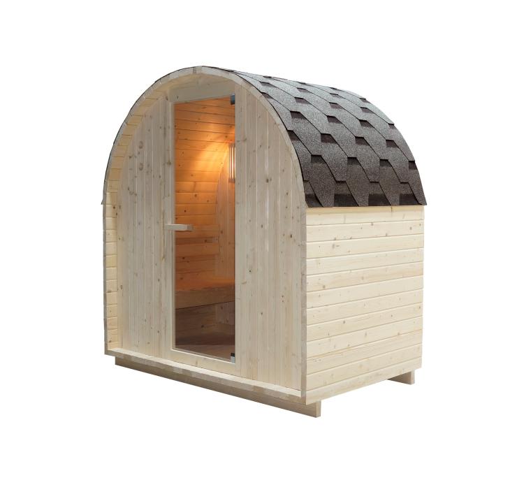 ISLAND L Sauna zewnętrzna ogrodowa 2 osobowa sucha Fińska świerk  F90120 bok