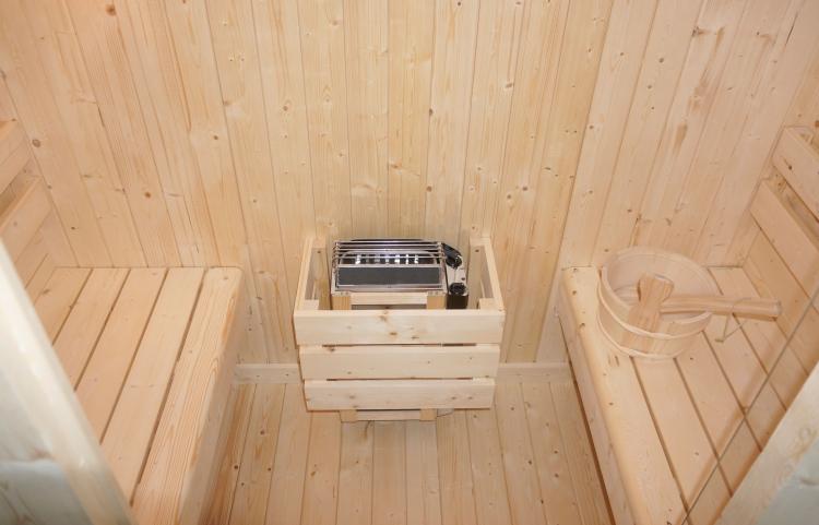 ISLAND L Sauna zewnętrzna ogrodowa 2 osobowa sucha Fińska świerk  F90120 wnętrze