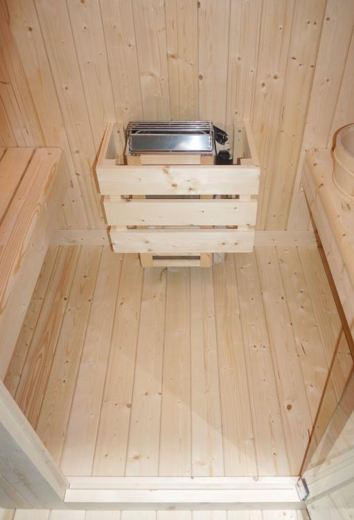 ISLAND L Sauna zewnętrzna ogrodowa 2 osobowa sucha Fińska świerk  F90120 z bliska