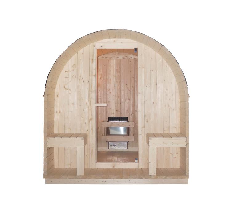 ISLAND XL Sauna zewnętrzna ogrodowa 4 osobowa sucha Fińska świerk  F90220 front