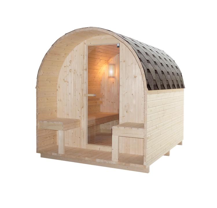 ISLAND XL Sauna zewnętrzna ogrodowa 4 osobowa sucha Fińska świerk  F90220 bok
