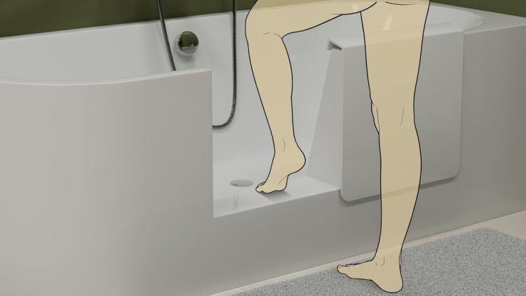PORTAS R asymetryczna wanna z drzwiami, 180x75x60cm, biały 75561