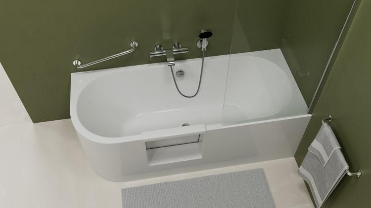PORTAS R asymetryczna wanna z drzwiami, 180x75x60cm, biały 75561