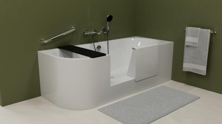 PORTAS R asymetryczna wanna z drzwiami, 180x75x60cm, biały 75561