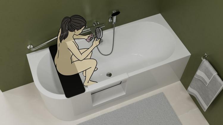 PORTAS R asymetryczna wanna z drzwiami, 180x75x60cm, biały 75561