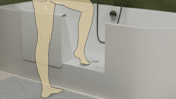 PORTAS L asymetryczna wanna z drzwiami, 180x75x60cm, biały 75551