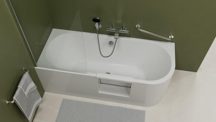 PORTAS L asymetryczna wanna z drzwiami, 180x75x60cm, biały 75551