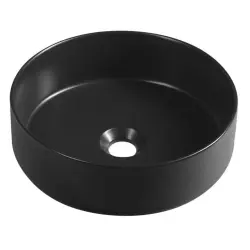 INFINITY ROUND umywalka ceramiczna nablatowa, Ø36x 12 cm, czarny mat 10NF65036-2N