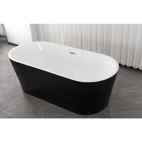 RENO Wanna wolnostojąca 175x75x58 cm biały/czarny G9043 aranżacja