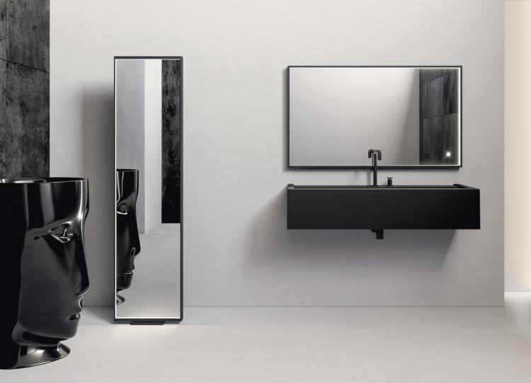 KANAAL umywalka ceramiczna 120x40cm, czarny mat 574231 wizualizacja