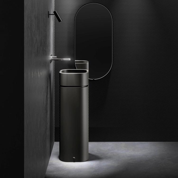 HAKO ceramiczna podstawa wolnostojąca do umywalki 554331, czarny mat 557331 aranżacja