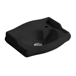 RETRO umywalka ceramiczna 41x30cm, otwór na baterię z prawej strony, bez przelewu, czarny mat  103331DX