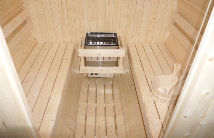 BERGEN Sauna zewnętrzna ogrodowa 4-osobowa sucha Fińska w kształcie beczki świerk z siedziskami zewnętrznymi F70220 wymiary