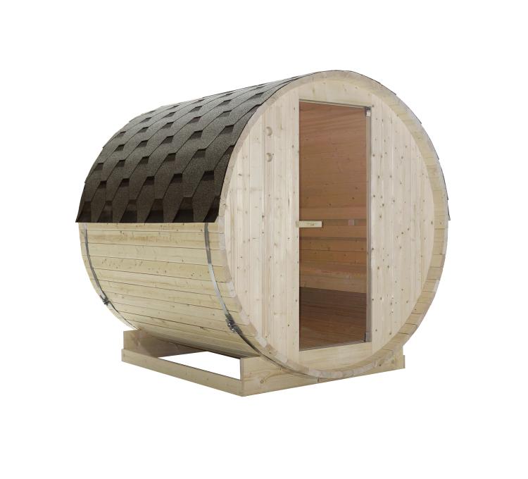 TROMSO-L-Sauna-zewnetrzna-ogrodowa-4-osobowa-sucha-Finska-w-ksztalcie-beczki-swierk-F50180