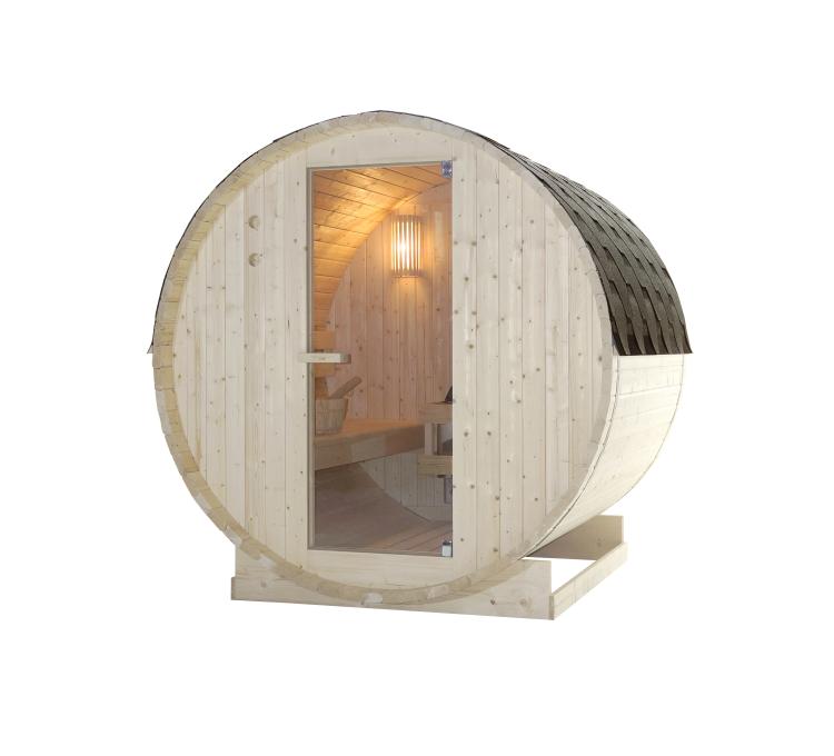 TROMSO-L-Sauna-zewnetrzna-ogrodowa-4-osobowa-sucha-Finska-w-ksztalcie-beczki-swierk-F50180