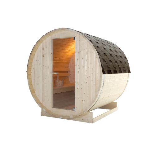 TROMSO-L-Sauna-zewnetrzna-ogrodowa-4-osobowa-sucha-Finska-w-ksztalcie-beczki-swierk-F50180