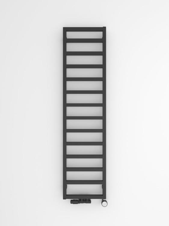 GIANLUCA grzejnik łazienkowy 400x1590 mm, 509 W, czarny mat GL159B na ścianie