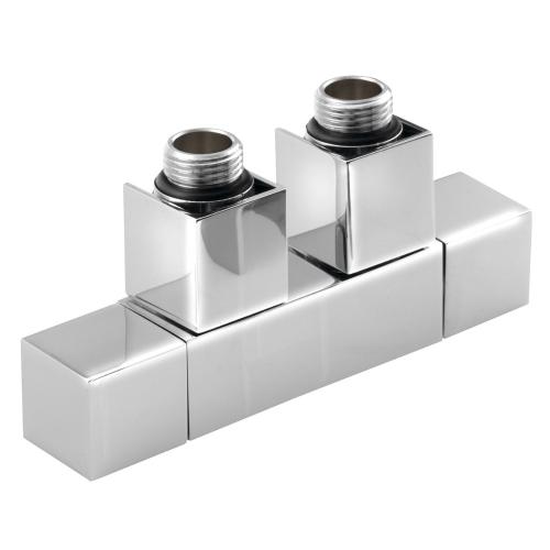 CUBE TWIN Przyłącze grzejnikowe 1/2", prawe, kątowe, chrom CP581S