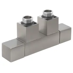 CUBE TWIN Przyłącze grzejnikowe 1/2", prawe, kątowe, nierdz. szczotk. CP582S