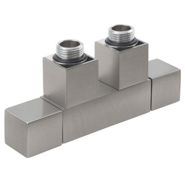 CUBE TWIN Przyłącze grzejnikowe 1/2", prawe, kątowe, nierdz. szczotk. CP582S