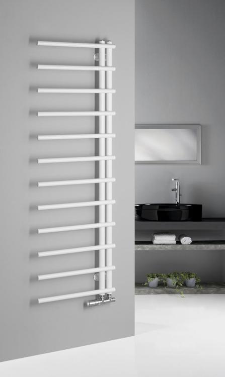 JUSTINA grzejnik łazienkowy 500x1510 mm, 410W, biały mat IR151W  na ścianie