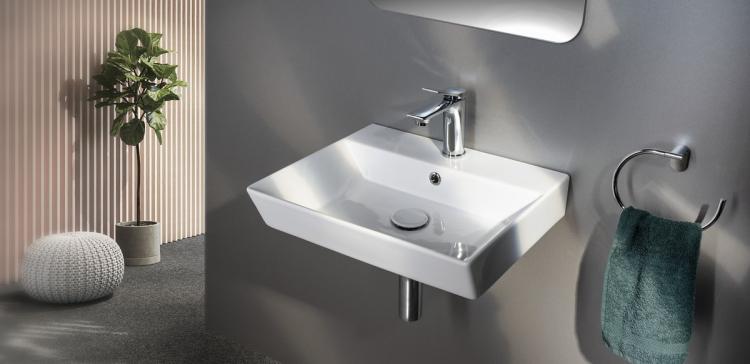 ORION umywalka ceramiczna 59x38,5 cm, biały 27060 z chromowanymi dodatkami