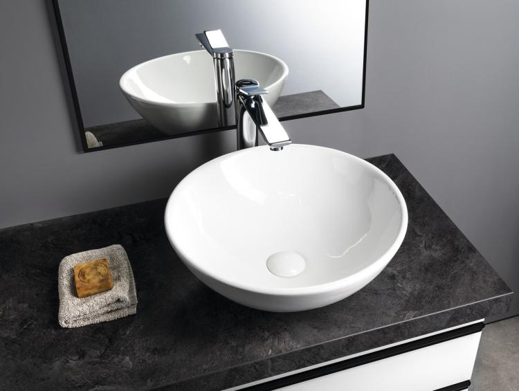 Umywalka ceramiczna nablatowa, średnica 41 5 cm, biały 40155 wizualizacja
