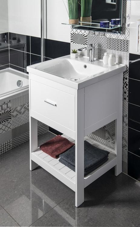 ZUNO 55 umywalka meblowa 55x45cm, biała 9055 na szafce