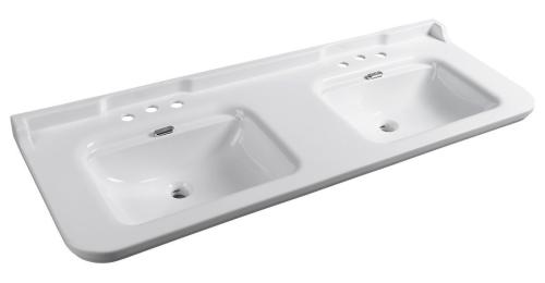 WALDORF umywalka ceramiczna podwójna 150x55cm, z 3 otworami na baterię, biała 4143K1-3