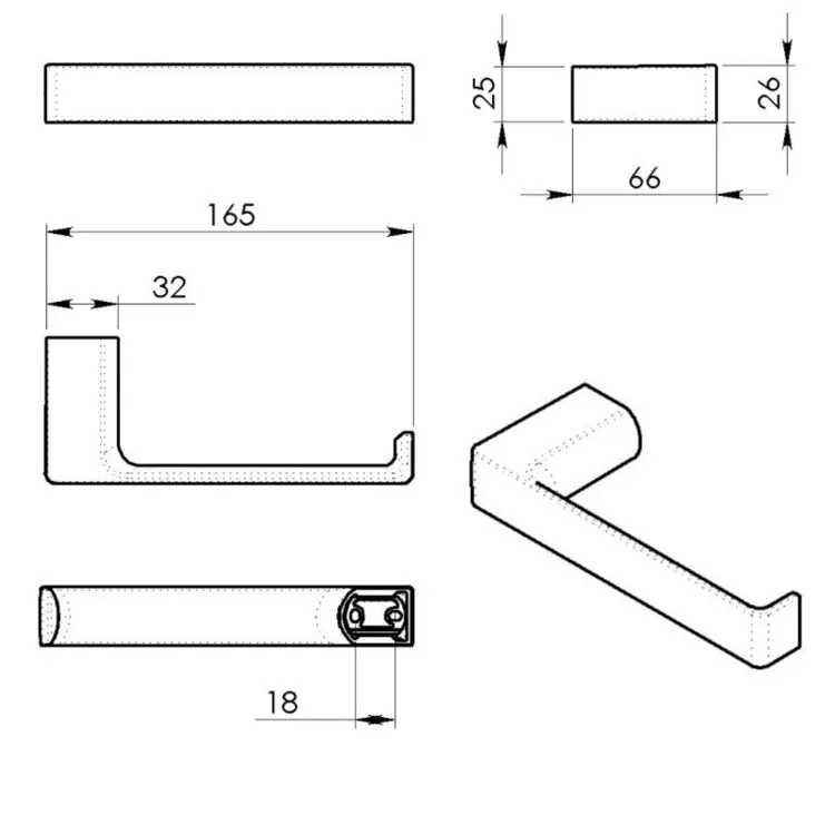 PIRENEI wieszak na papier toaletowy , gun metal PI2481 wymiary