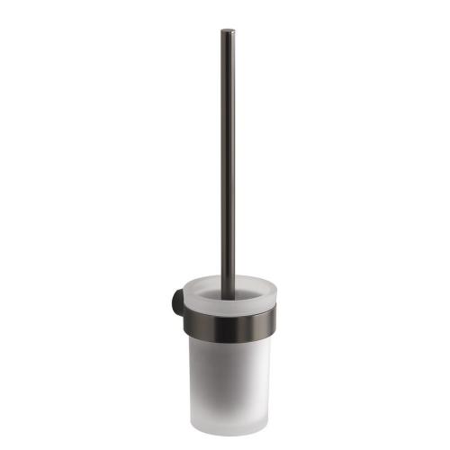 PIRENEI szczotka WC wisząca, gun metal/szkło mleczne PI330381