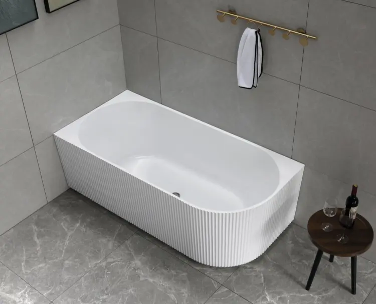 TIBERA STRIP L wanna wolnostojąca 170x80 cm, biała (lewa) E1026G wizualizacja