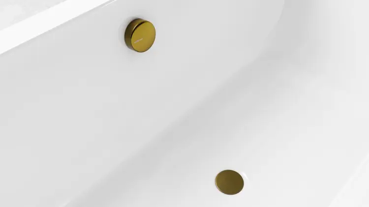 Syfon automatyczny z korkiem do wanny długość 1000 mm, korek 72 mm, złoty mat 71854.91 aranżacja