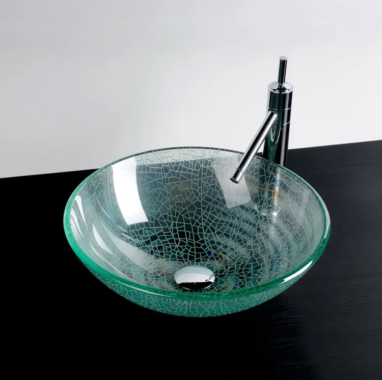 ICE szklana umywalka nablatowa średnica 42cm, czysty z piaskowaniem 2501-04