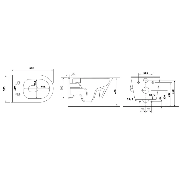 AVVA CLEANWASH WC wiszące, ze zintegrowana baterią i prysznicem bidetowym, Rimless, 35,5x53cm, czarny mat 100315-110