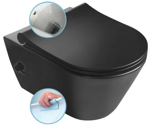 AVVA CLEANWASH WC wiszące, ze zintegrowana baterią i prysznicem bidetowym, Rimless, 35,5x53cm, czarny mat 100315-110