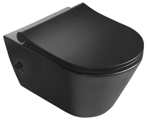 AVVA CLEANWASH WC wiszące, ze zintegrowana baterią i prysznicem bidetowym, Rimless, 35,5x53cm, czarny mat 100315-110